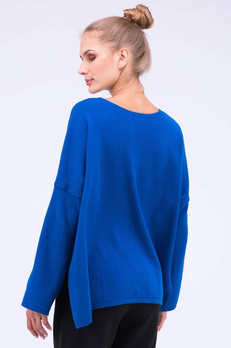 Pull bleu oversize large pour femme en laine ALASKA – Image 6