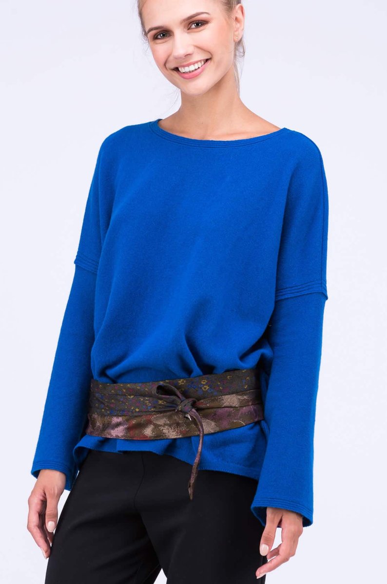 Pull bleu oversize large pour femme en laine ALASKA – Image 7