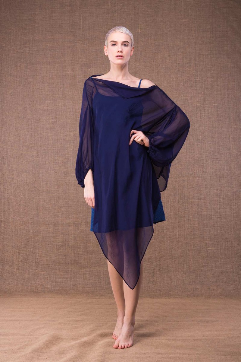 Navy blue chiffon silk tunic for women AMMO – Image 3
