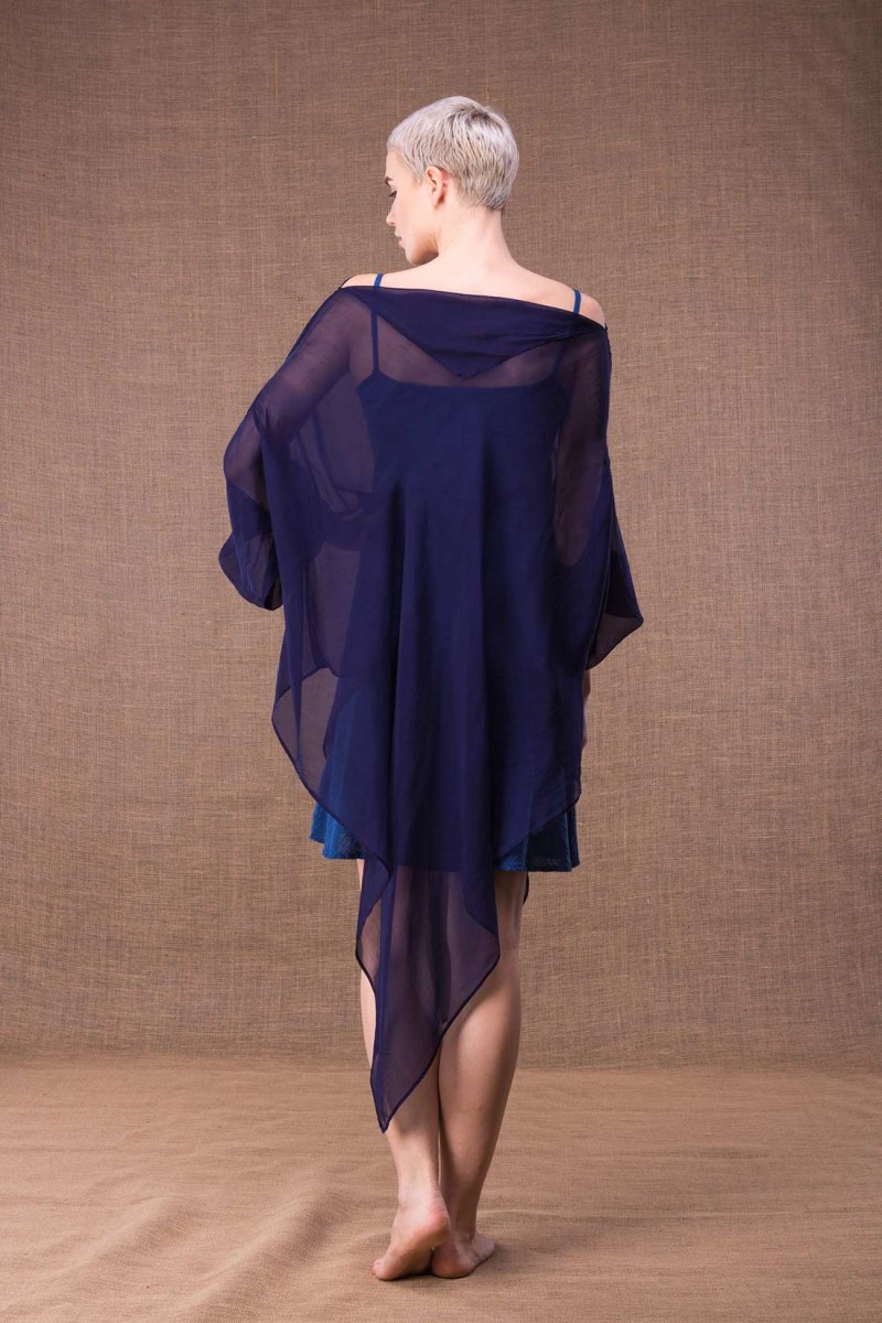 Navy blue chiffon silk tunic for women AMMO – Image 5