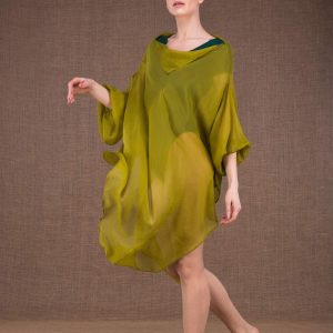 Tunique verte en mousseline de soie pour femme AMMO