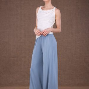 Pantalon bleu clair large en jersey de viscose pour femme ANANAS