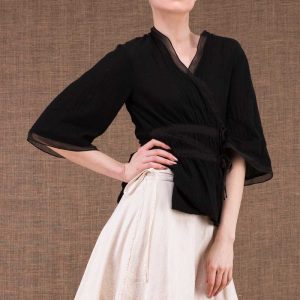 Jupe portefeuille blanche courte en coton bio ARIA