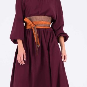 Ceinture en tissu orange et beige pour femme OBI-30