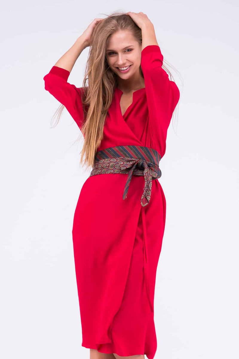 Ceinture en tissu rouge bleu et vert pour femme OBI-31 – Image 3