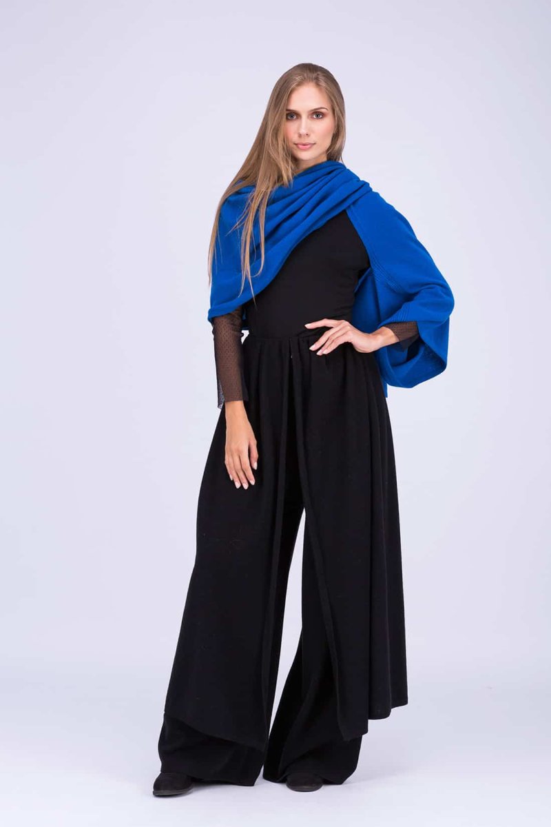 Blue large wool shawl TATRY – Image 2