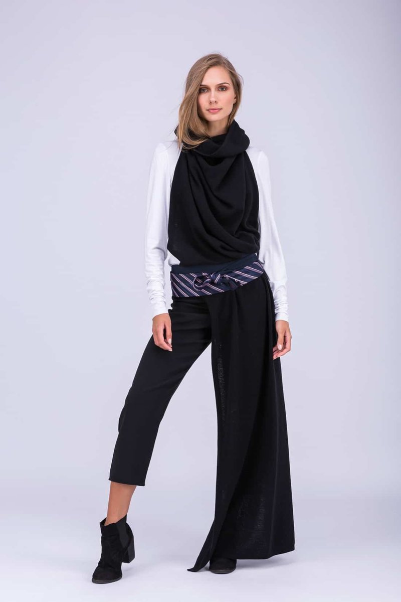 Châle noir grand en laine TATRY – Image 2