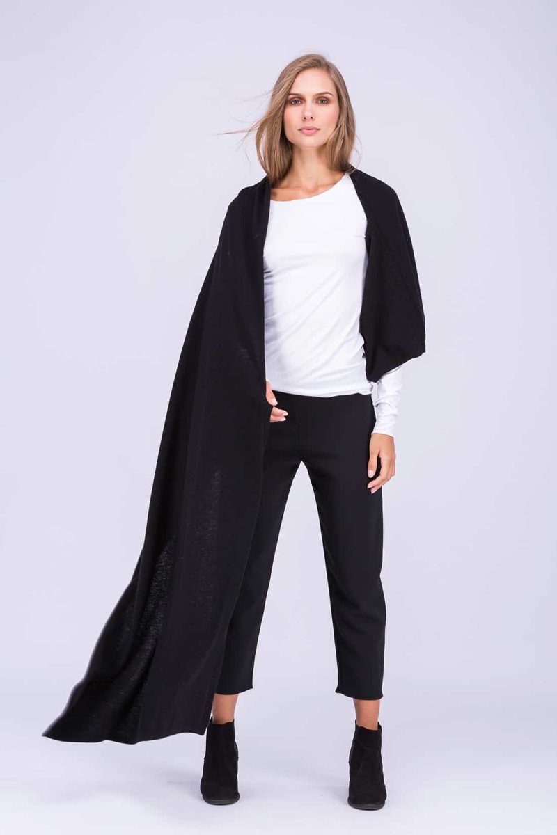 Châle noir grand en laine TATRY – Image 3