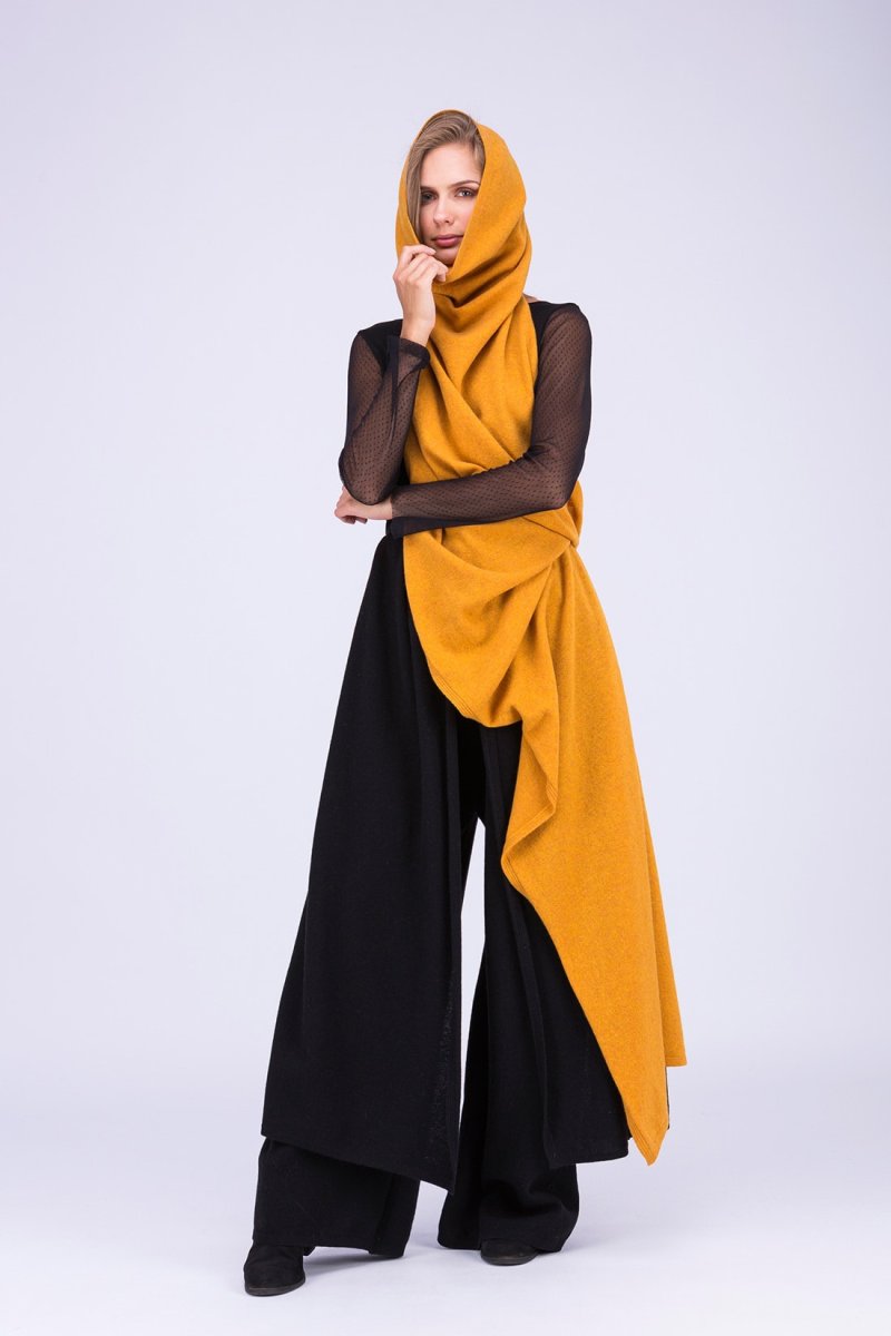 Yellow large wool shawl TATRY – Image 5