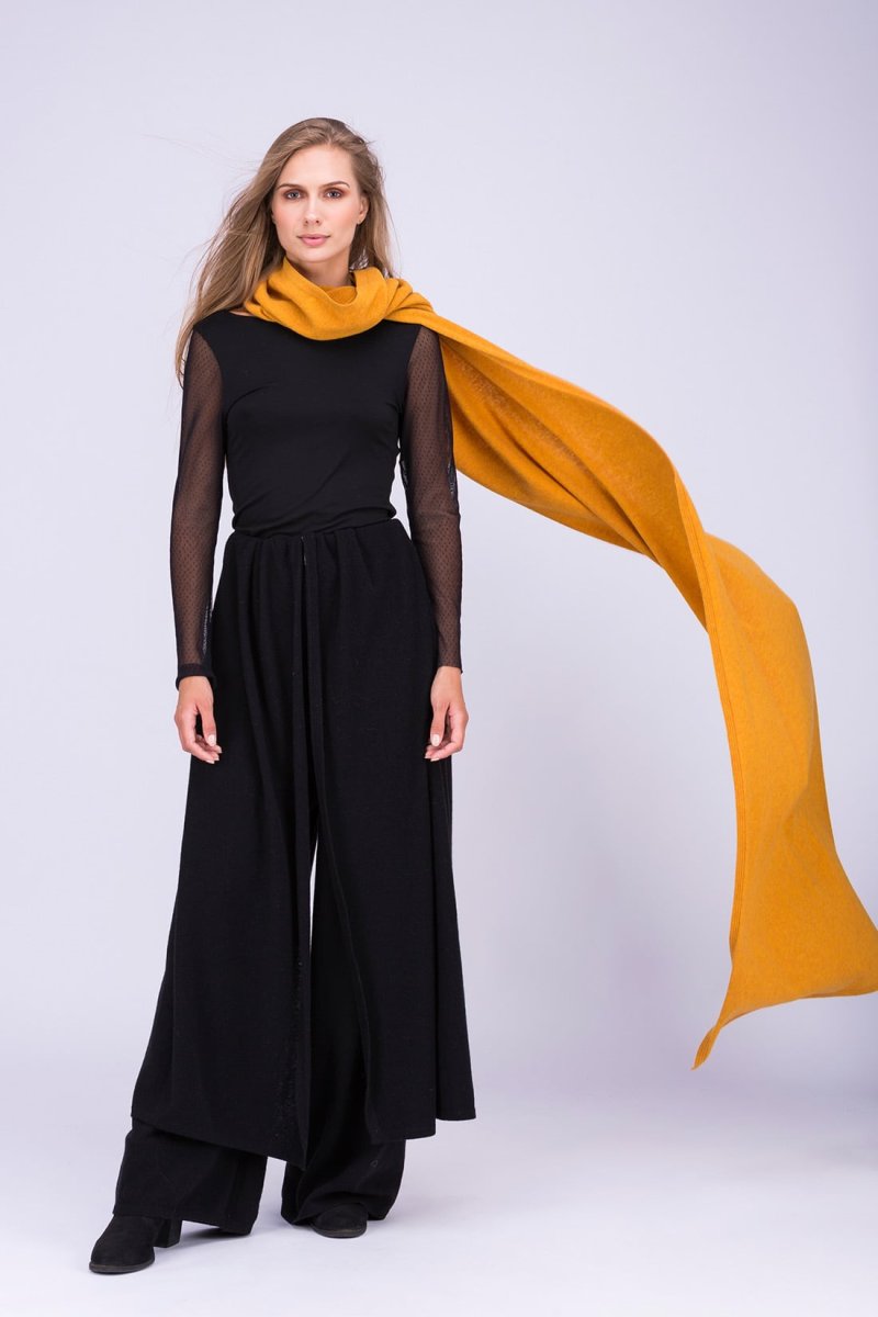 Yellow large wool shawl TATRY – Image 6