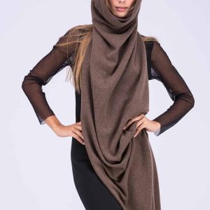 Châle marron grand en laine TATRY