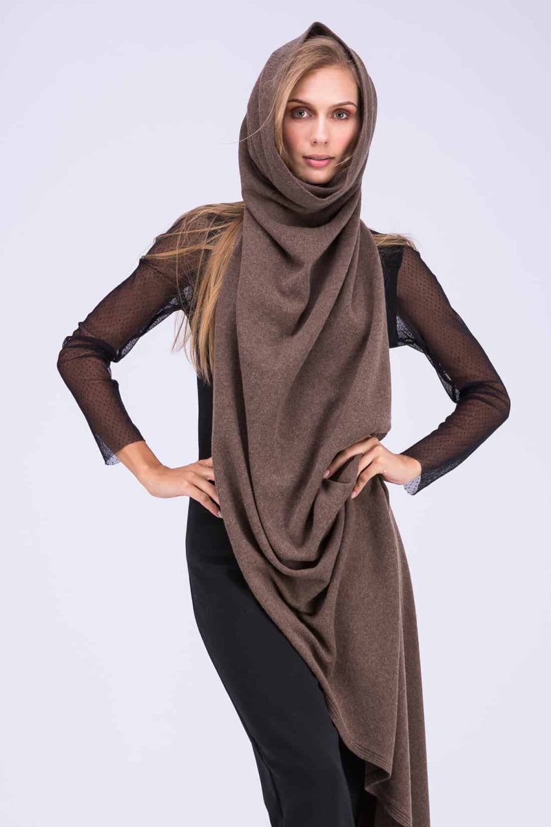 Châle marron grand en laine TATRY – Image 2