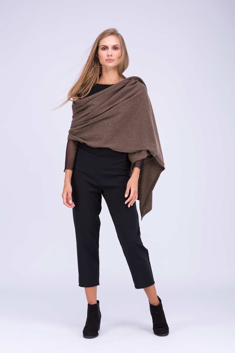 Châle marron grand en laine TATRY – Image 5