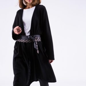 Manteau kimono noir large pour femme en laine MIMAS