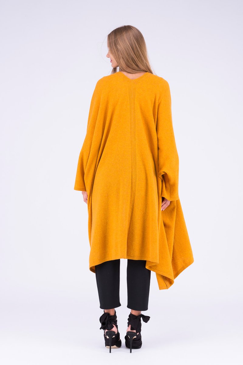 Yellow large wool kimono coat for women MIMAS – Image 5