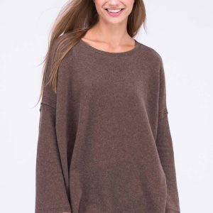 Brown oversized large wool sweater for women ALASKA