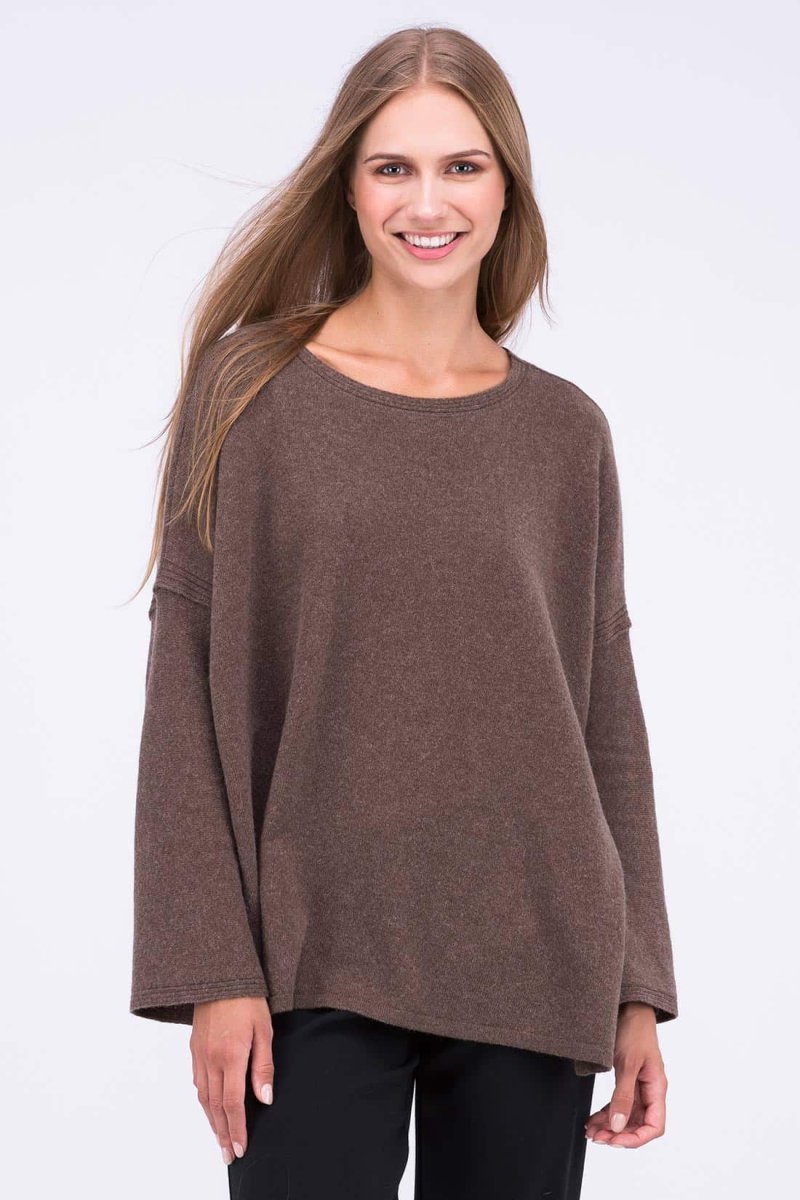 Brown oversized large wool sweater for women ALASKA