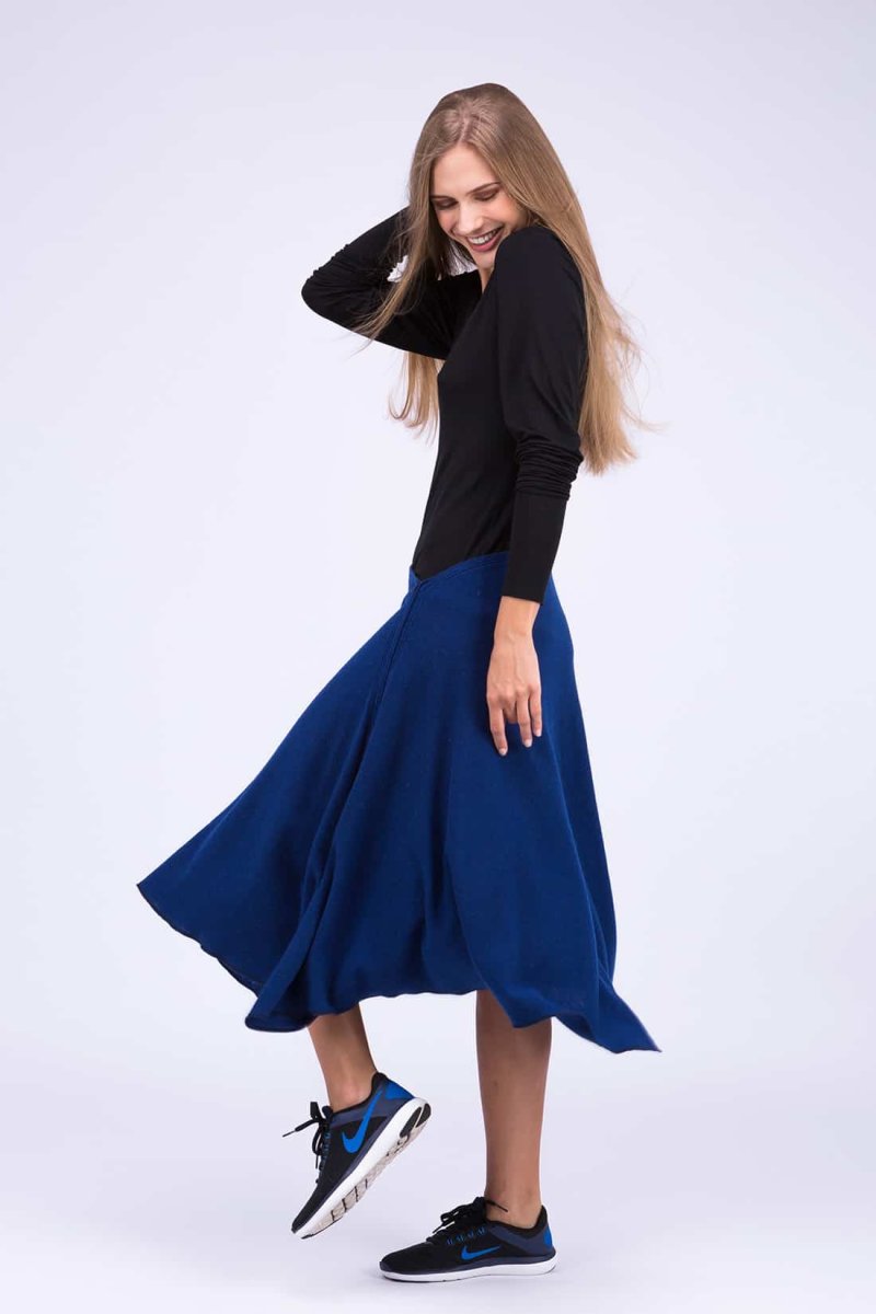 Navy blue flared wool skirt STEP – Image 2