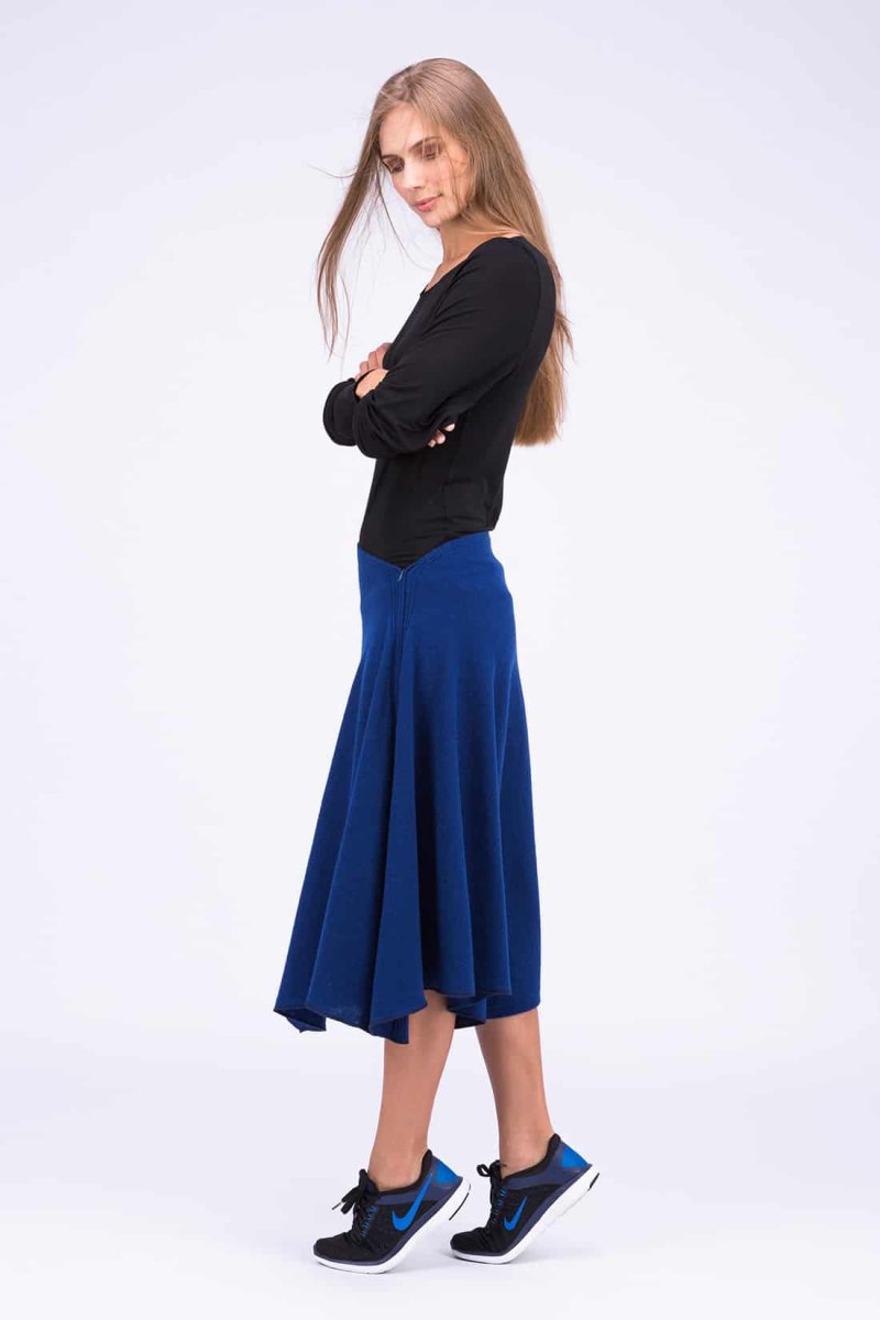Navy blue flared wool skirt STEP – Image 3