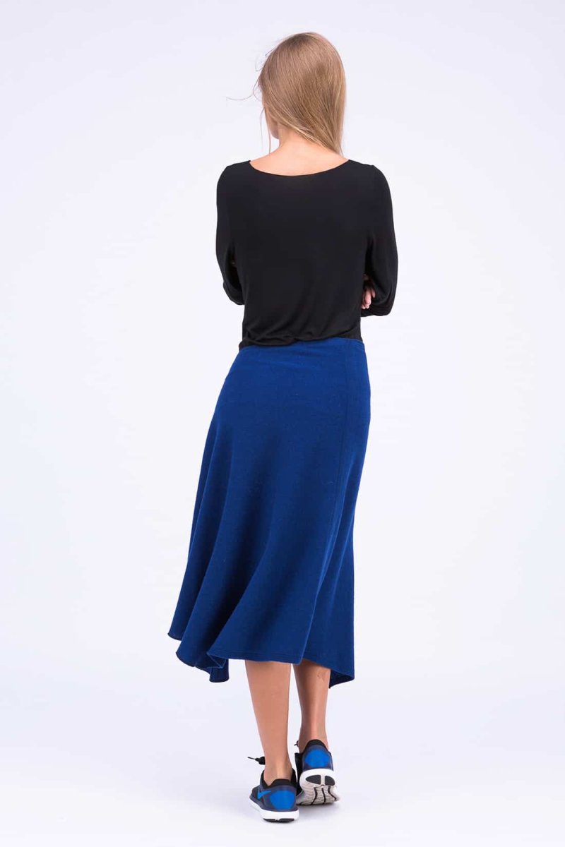 Navy blue flared wool skirt STEP – Image 4