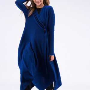 Robe-manteau bleu marine en laine ILULISSAT