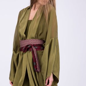 Ceinture en tissu bordeaux pour femme OBI-14