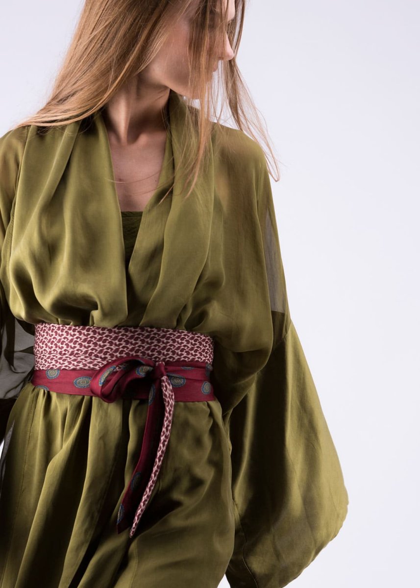 Ceinture en tissu bordeaux pour femme OBI-14 – Image 3