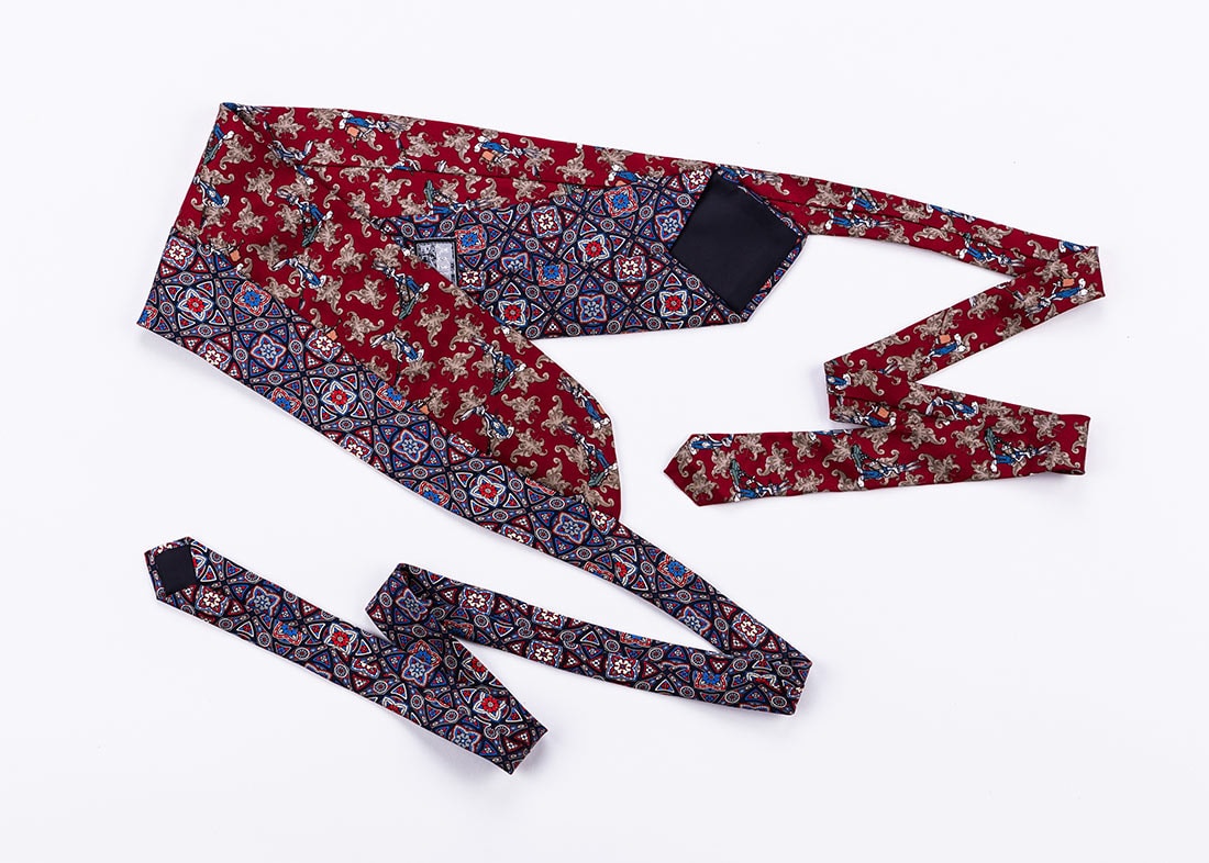 Ceinture en tissu rouge et bleu pour femme OBI-12 – Image 4