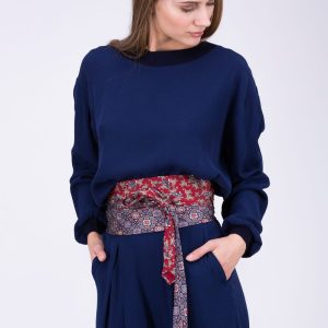 Ceinture en tissu rouge et bleu pour femme OBI-12