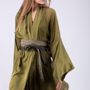 Khaki fabric belt for women OBI-15