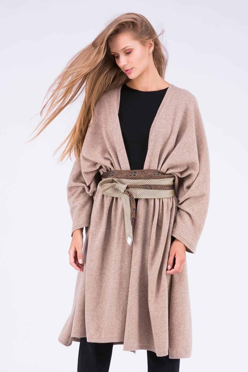 Brown and beige fabric belt for women OBI-29 – Image 3