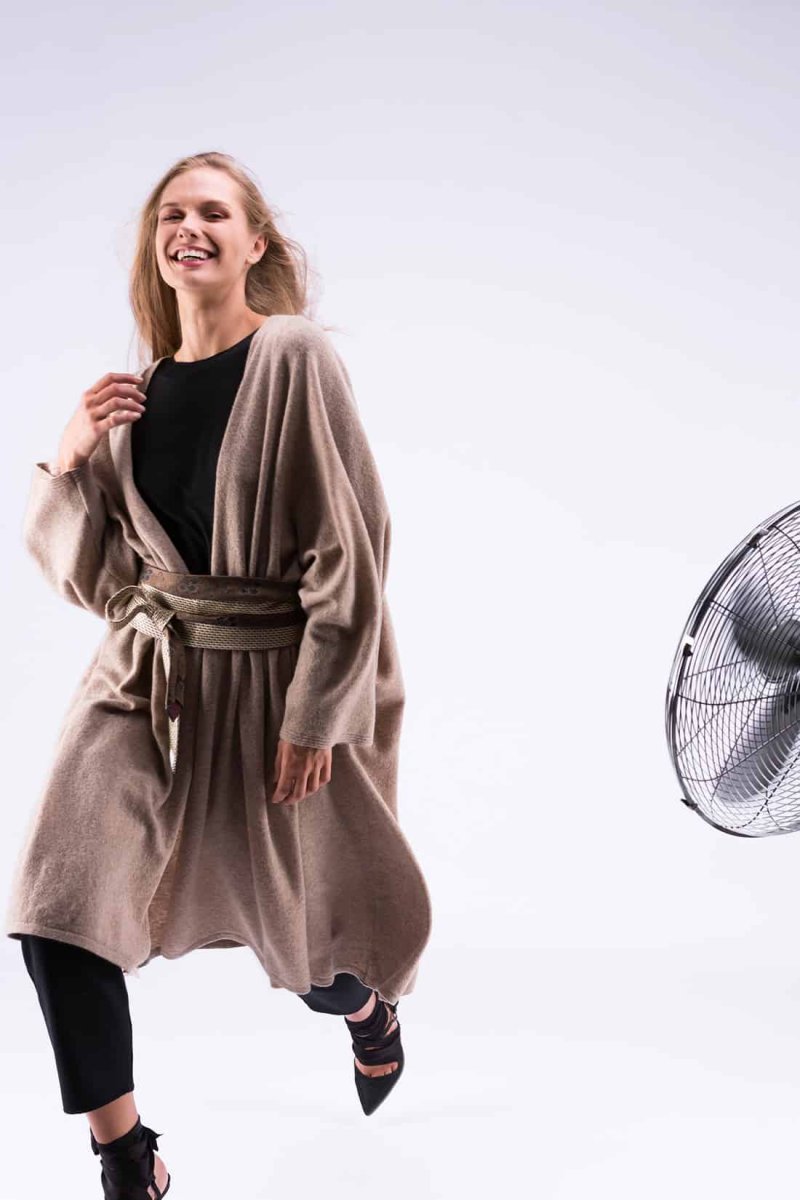 Brown and beige fabric belt for women OBI-29 – Image 4