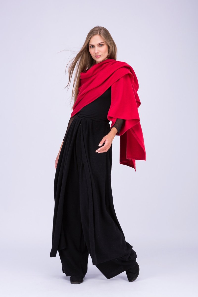 Red large wool shawl TATRY
