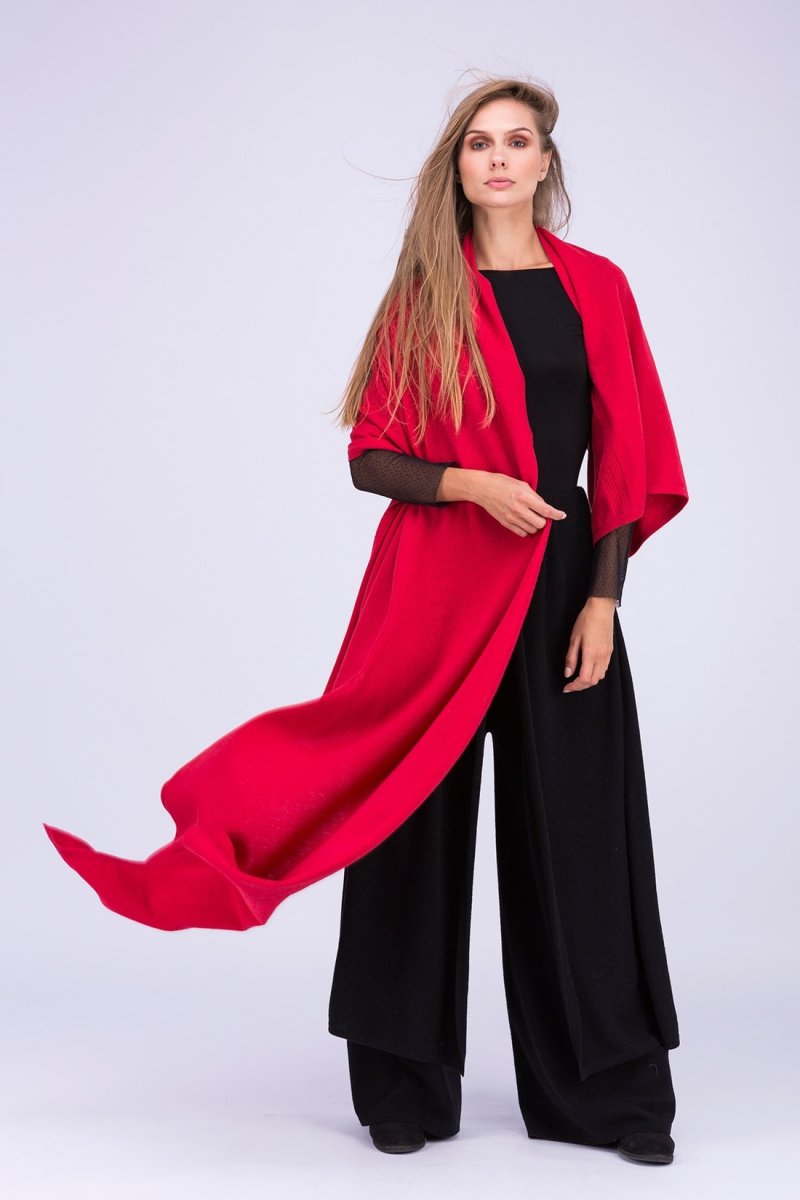 Red large wool shawl TATRY – Image 3