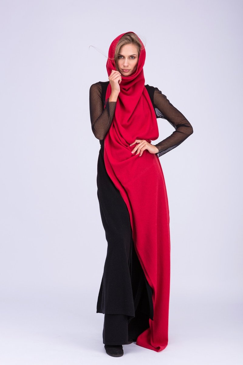 Red large wool shawl TATRY – Image 4