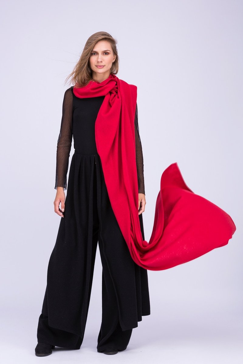 Red large wool shawl TATRY – Image 5