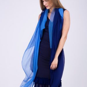 Châle tunique bleu en soie OWOW