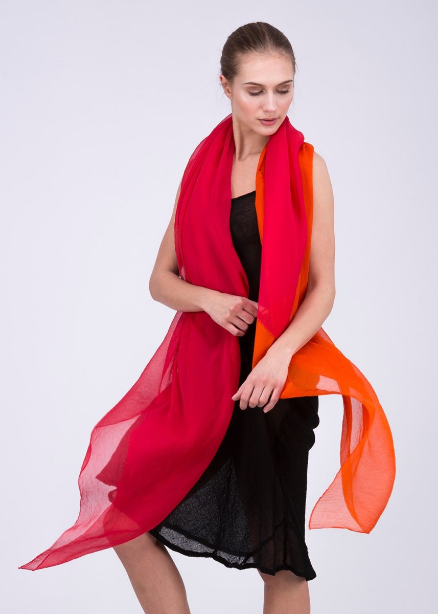 Red orange silk shawl-tunic OWOW – Image 5