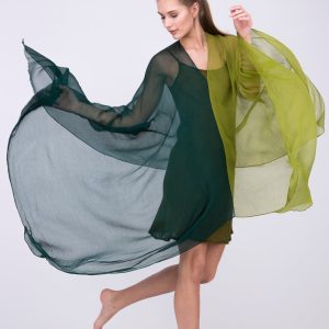 Châle tunique bleu vert en soie OWOW