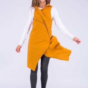 Gilet jaune long en laine pour femme NUUK