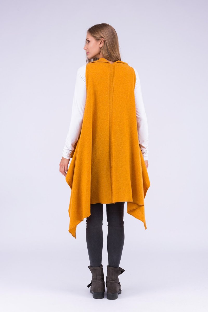 Yellow long wool cardigan for women NUUK – Image 7