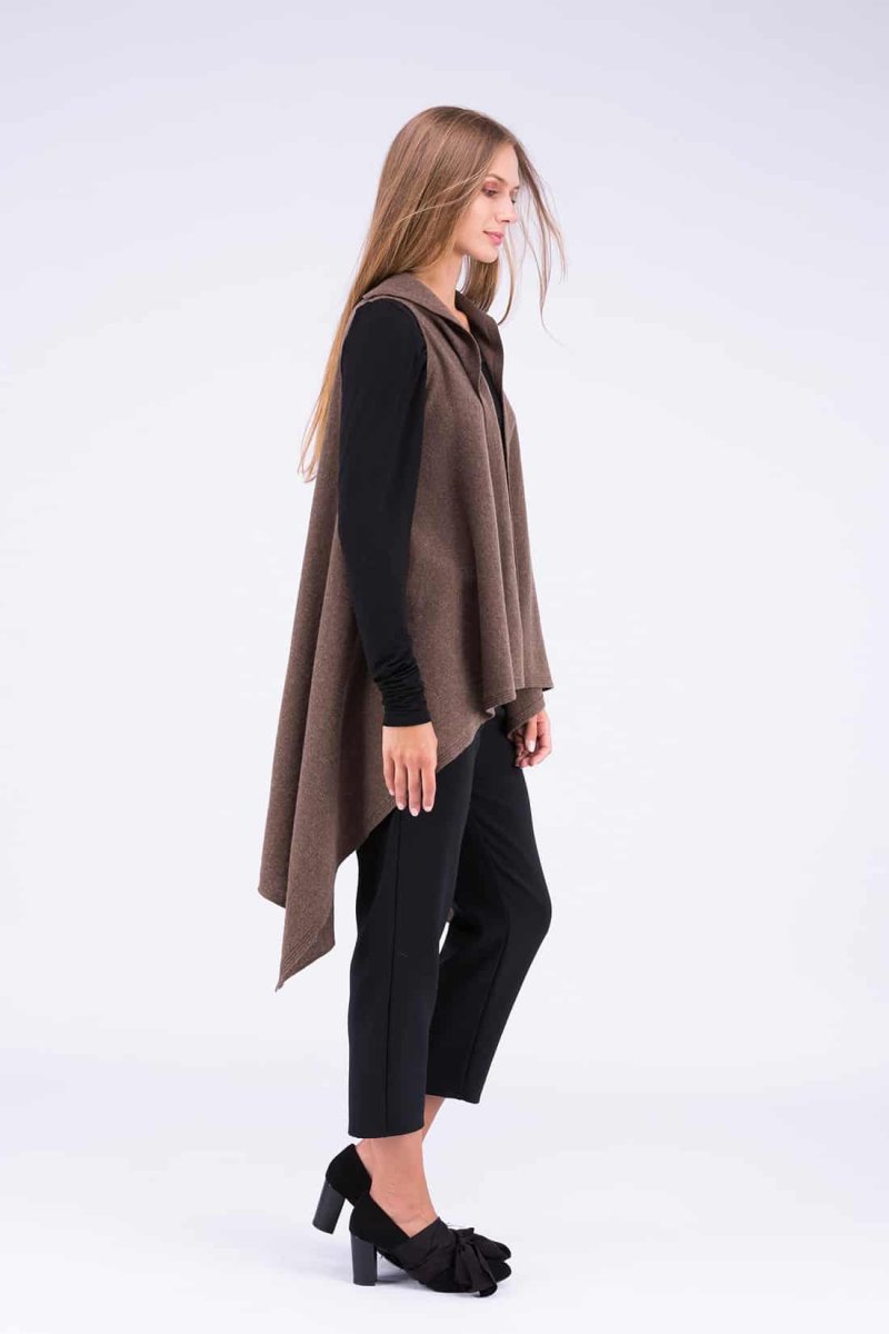 Brown long wool cardigan for women NUUK – Image 4
