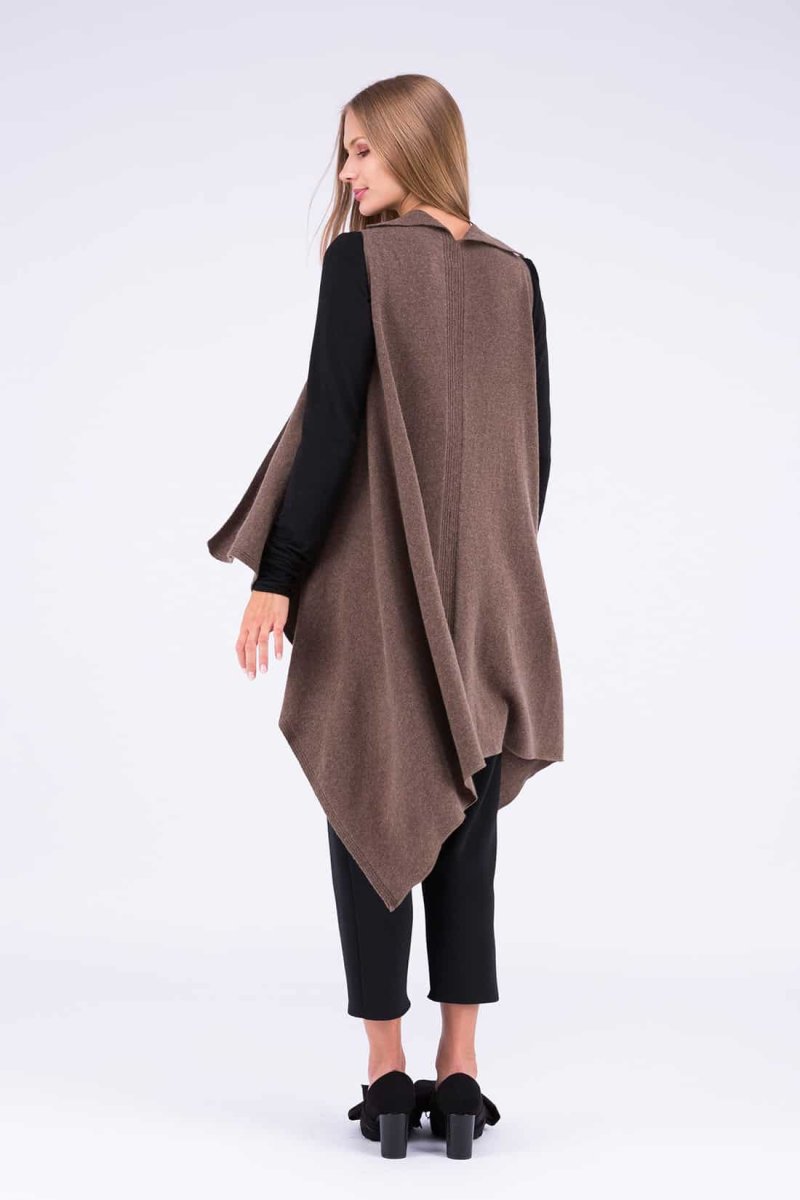 Brown long wool cardigan for women NUUK – Image 5