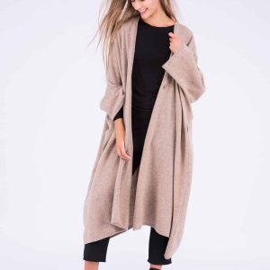 Beige large wool kimono coat for women MIMAS