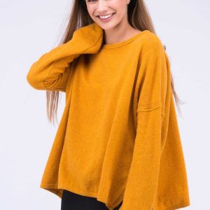 Yellow oversized large wool sweater for women ALASKA