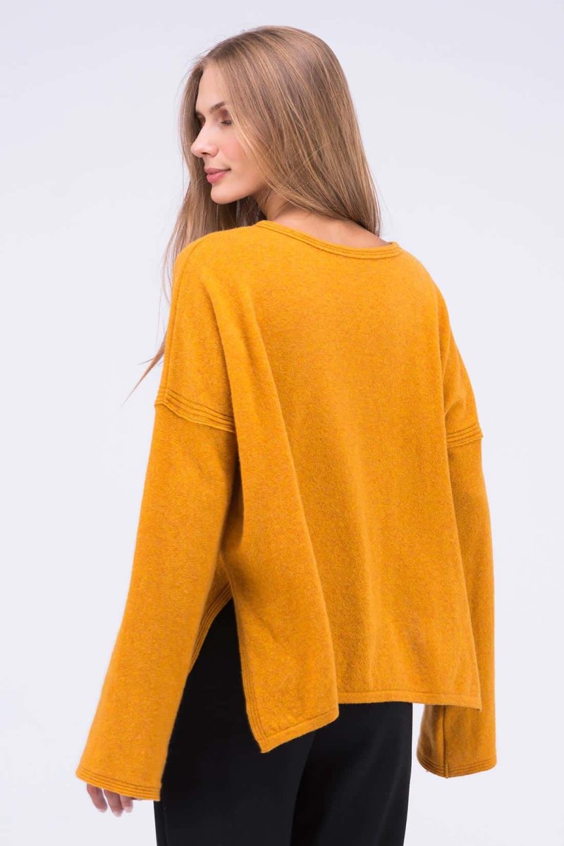 Pull jaune oversize large pour femme en laine ALASKA – Image 5