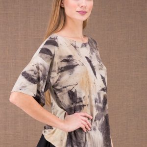 T-shirt beige large pour femme en jersey de viscose imprimé BOTO