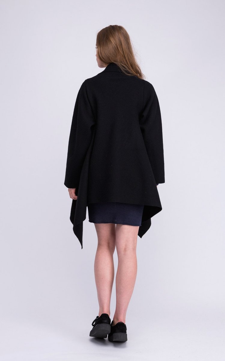 Veste noire asymétrique pour femme en laine BAMBULINA – Image 5