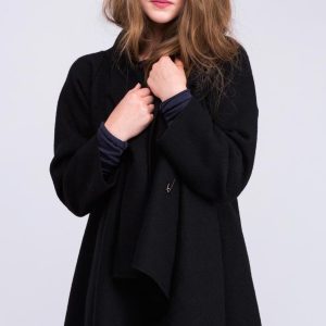 Veste noire asymétrique pour femme en laine BAMBULINA