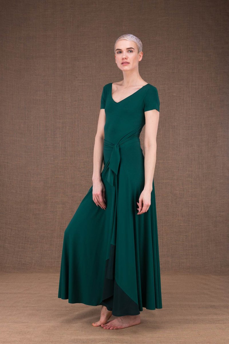 Emerald green long viscose jersey skirt BLIZZAIR